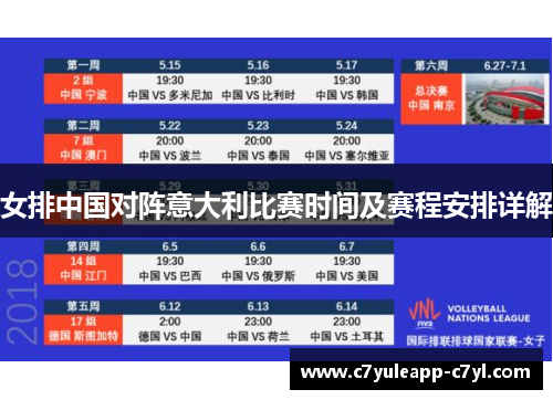 女排中国对阵意大利比赛时间及赛程安排详解